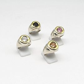 ANILLO PIEDRA VIROLA /PLATA Y ORO